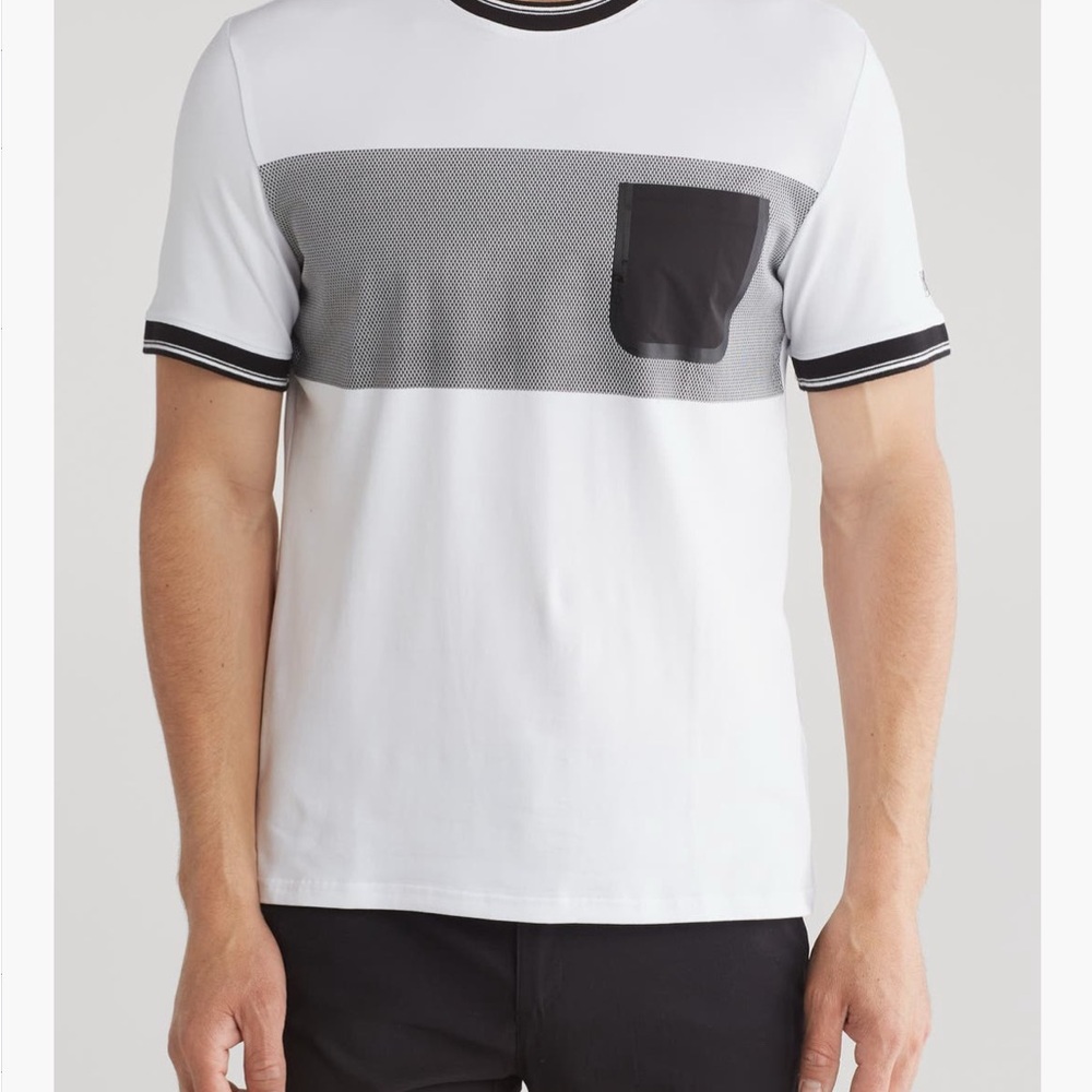DKNY Chanler black and white pocket Short Sleeve Tee